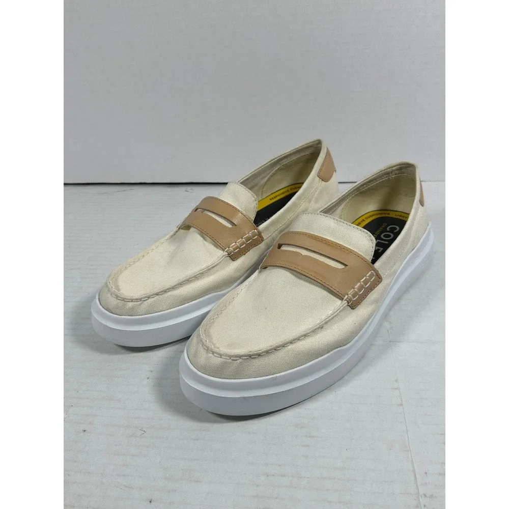 Cole Haan GrandPro Rally Canvas Penny Loafers Mens 12W Cream Tan C34724 Slip On